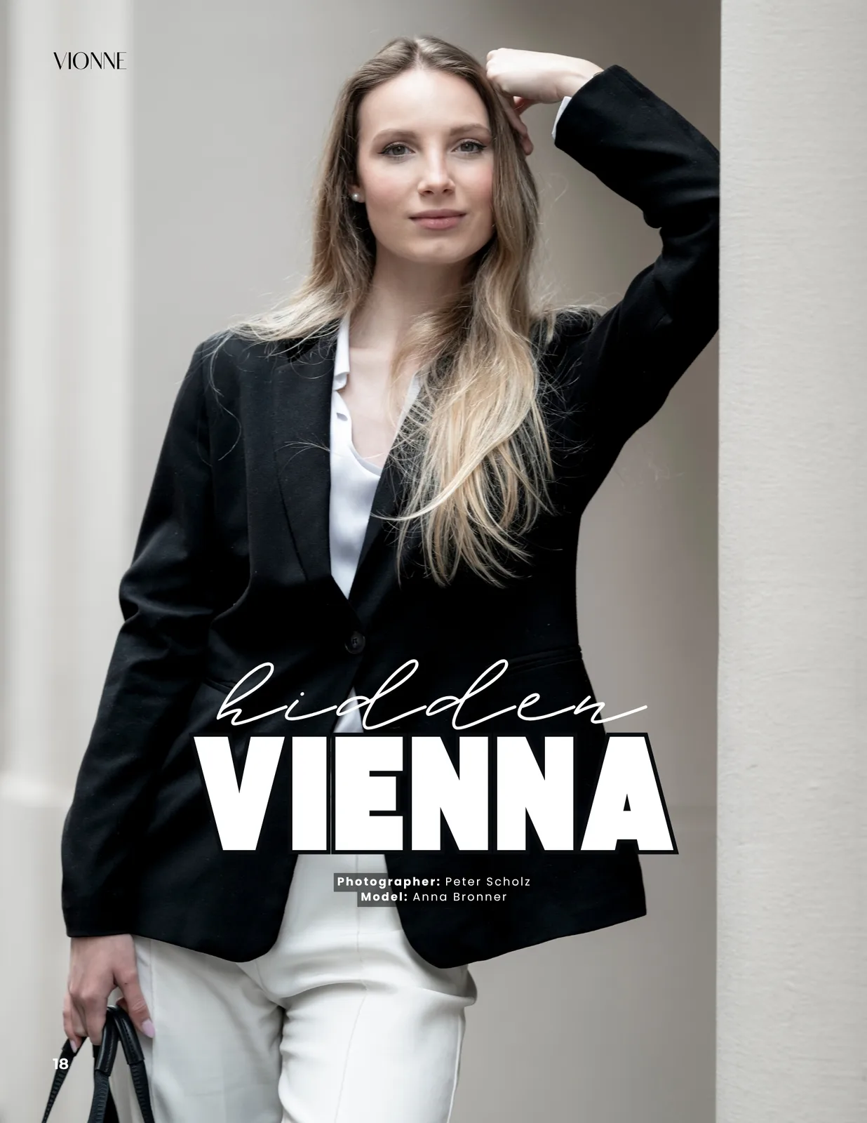 Hidden Vienna editorial published in VIONNE Magazine Issue 16, opening page 18, photographed by Peter Scholz in Vienna