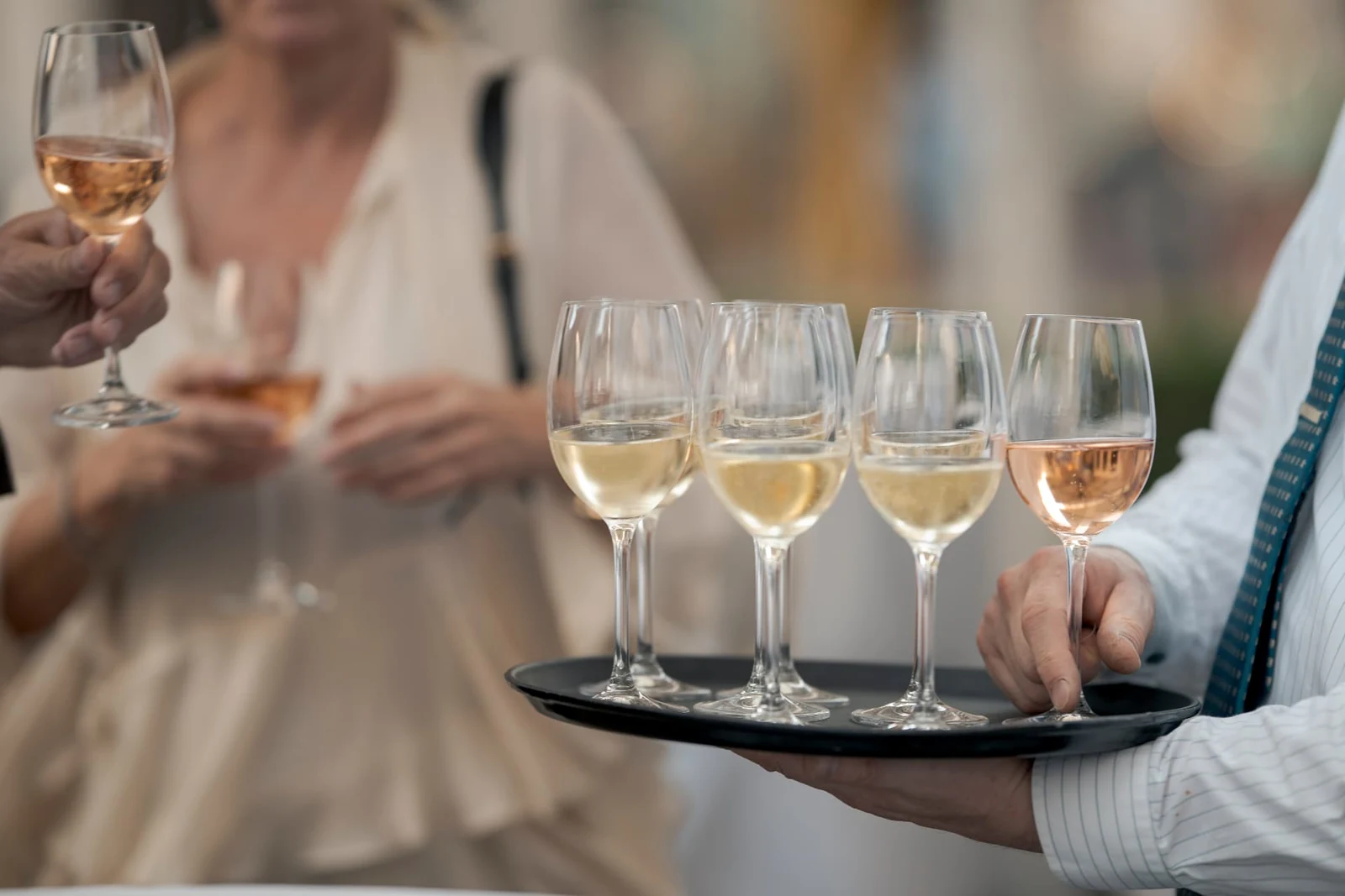 Wine glasses at a summer business gathering in Vienna