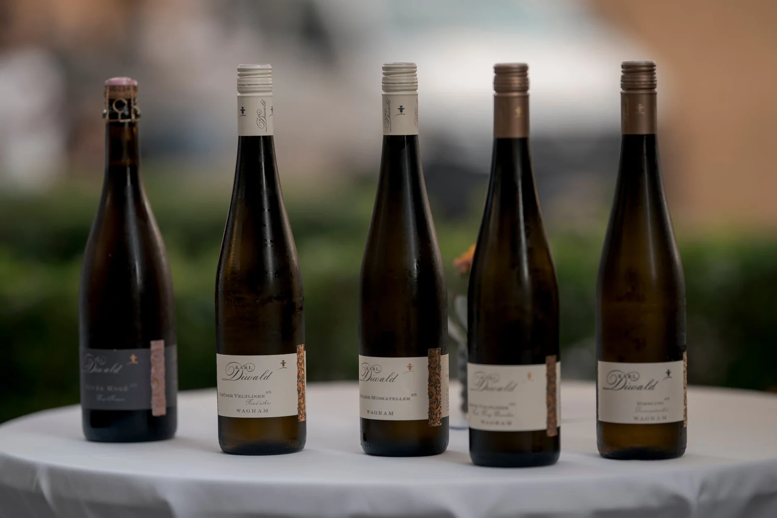 Wine bottles at the Wie tickt der Einkauf summer lounge in Vienna