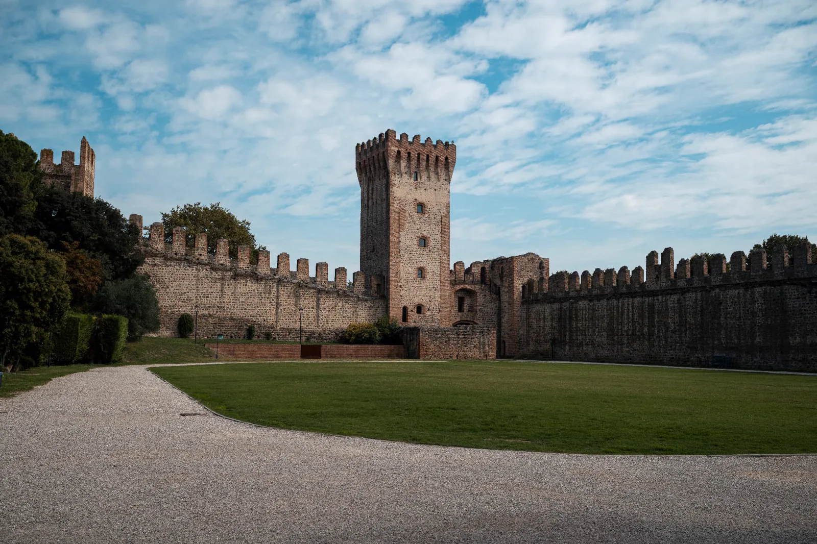 Walls and tower of the Castello Carrarese in Este, Veneto