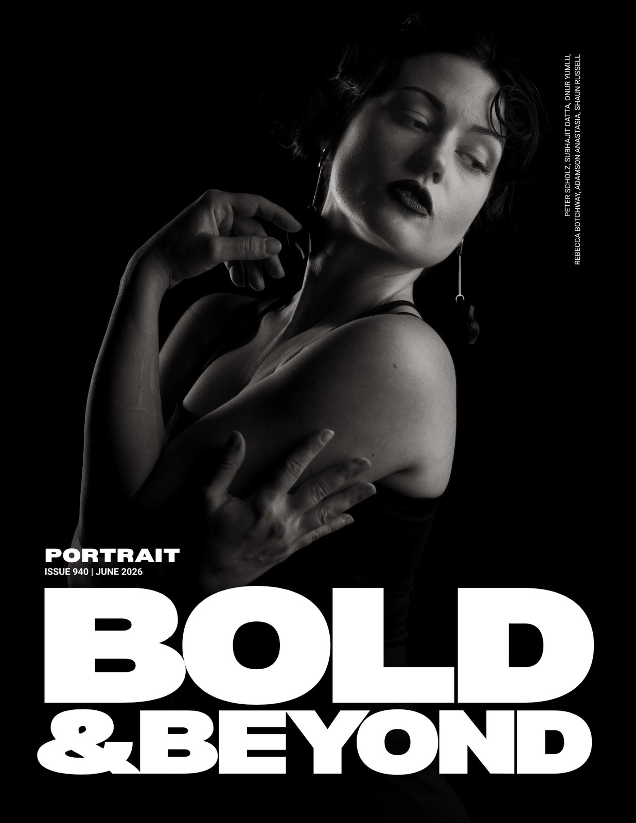 Bold & Beyond Magazine Portrait Issue No. 940, June 2026 Bold & Beyond Magazine Portrait Issue No. 940, June 2026 — cover featuring the Shadow & Silk fine art portrait series by Peter Scholz